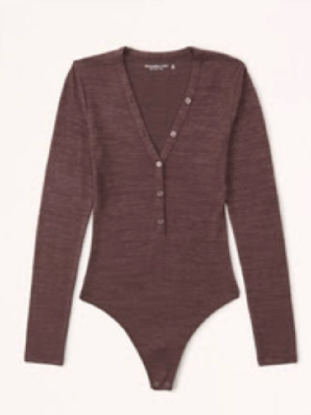 Abercrombie & Fitch Long-Sleeve Cozy Henley Bodysuit - Deep Brown